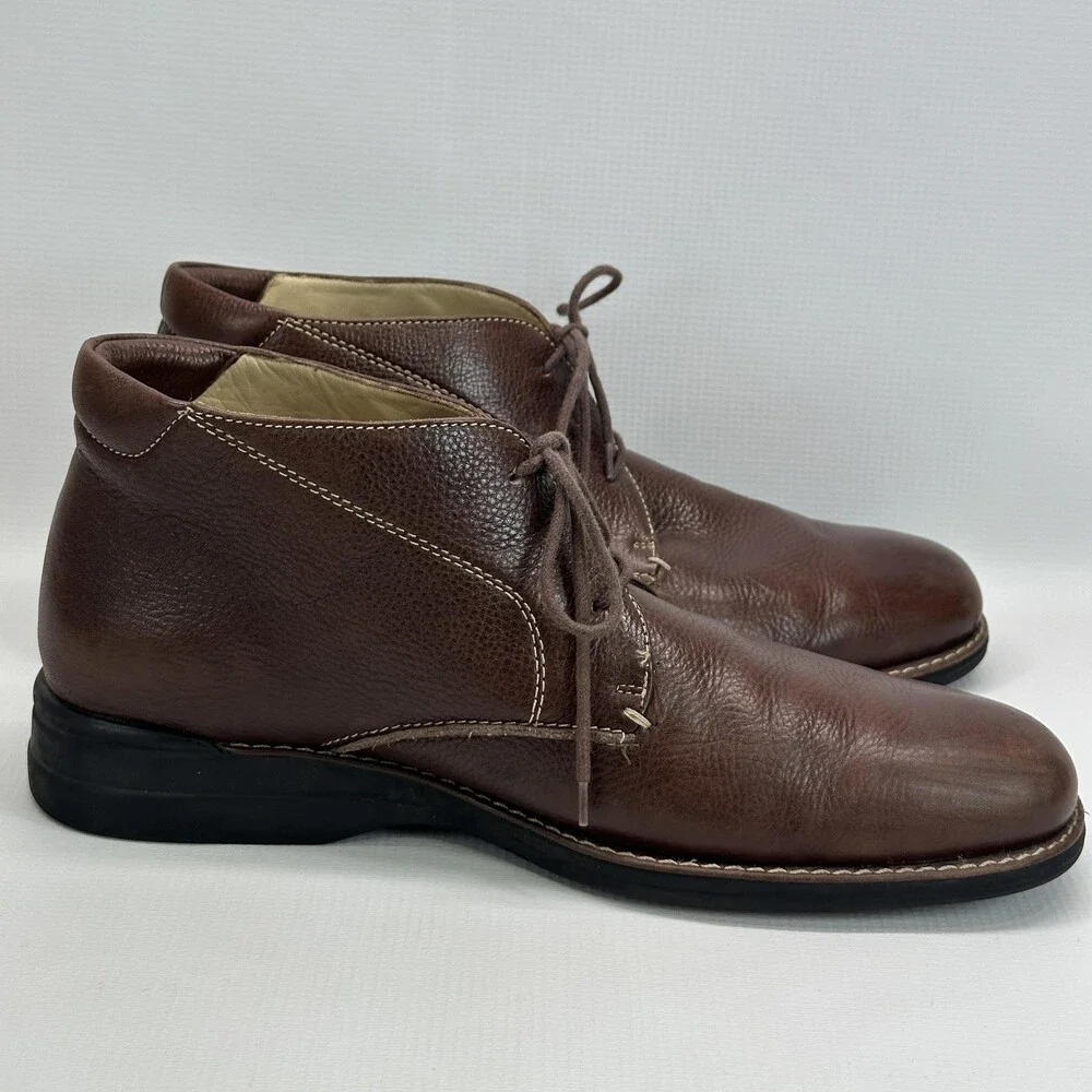 Johnston & Murphy Mens 12M Brown Sheepskin Leather Chukka Boots Lace Up Brazil